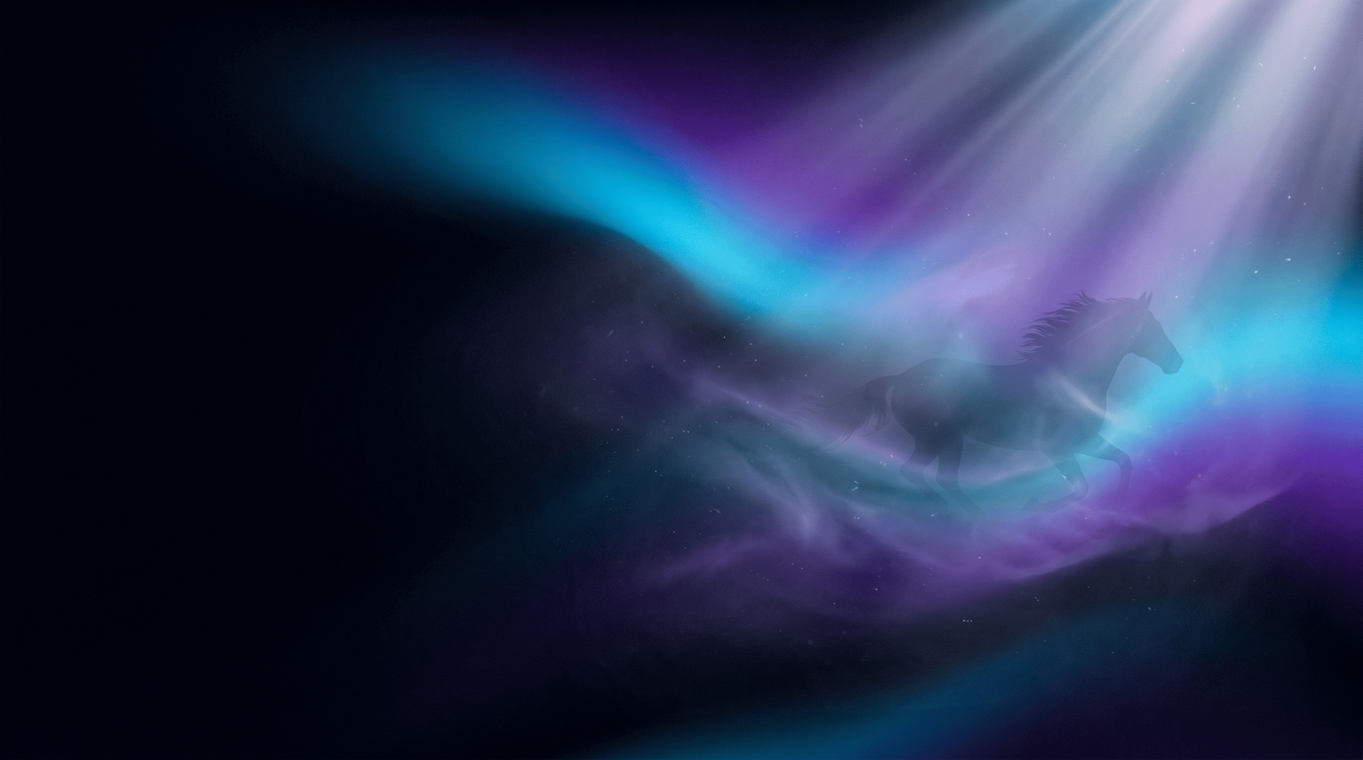 Atmospheric blue-to-purple gradient with a faint thoroughbred silhouette